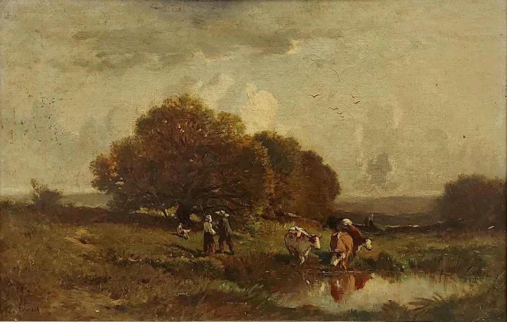 Paesaggio con mucche all'abbeveratoio